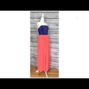 Jealous Tomato Bright Pink Royal Blue Maxi Dress